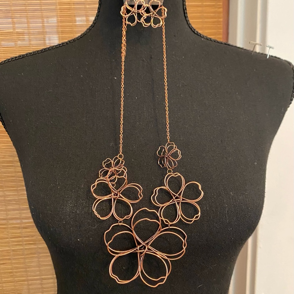 Paparazzi Copper Floral Necklace and Earring Set